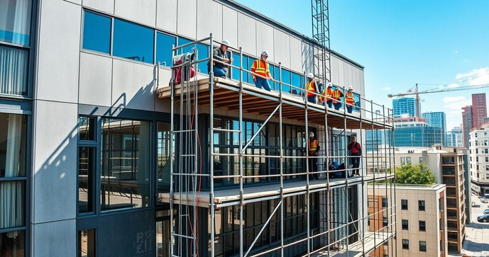 Andaime suspenso como solu&ccedil;&atilde;o eficiente para obras e reformas